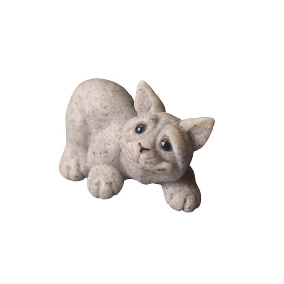 Quarry Critters Cat Cameron 2000 Figurine Resin Stone Vintage Kitty Smile Face - Picture 2 of 8